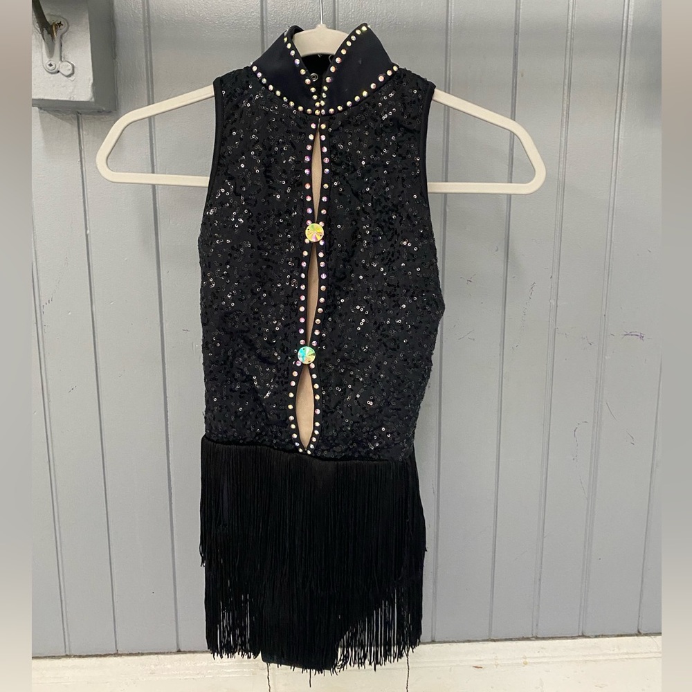 Balera Black Sequin Fringe Dance Costume
